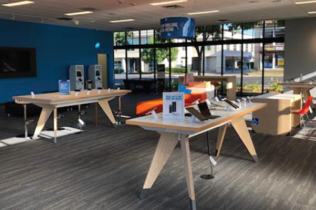 AT&T store interior, tables