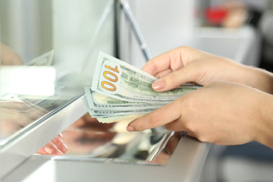 money at bank deposit window