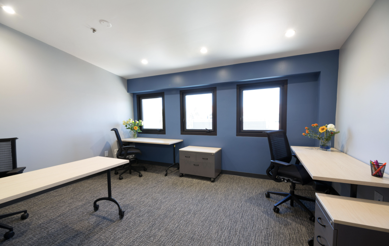workspace with desks and project table